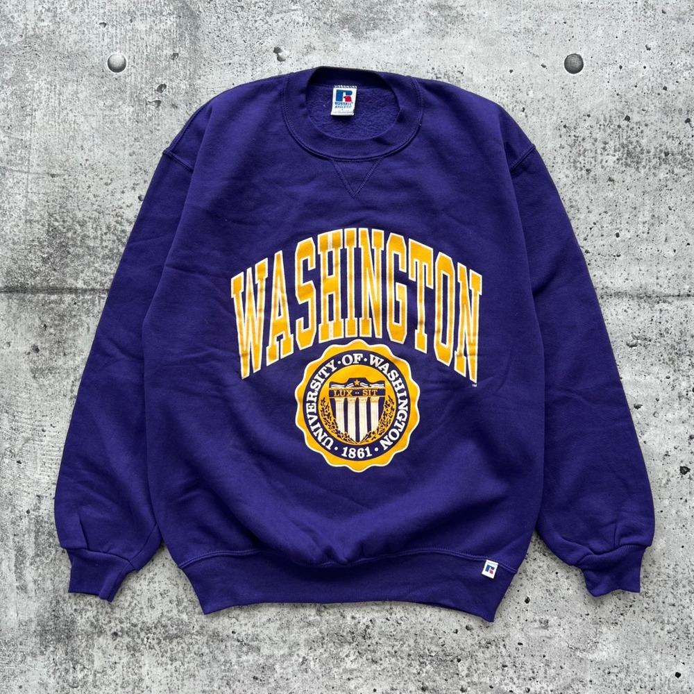 Vintage Russell Athletic Sweatshirt Mens Large Purple Washington Huskies NCAA